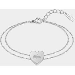 Lacoste Pulsera Love My Croc de acero con corazón. Plata