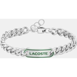 Lacoste Pulsera de hombre District de acero con logo. Plata