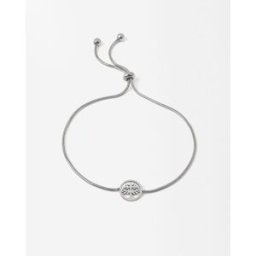 Parfois Pulsera de acero inoxidable fina con abalorio de árbol de la vida en plateado. Plateado