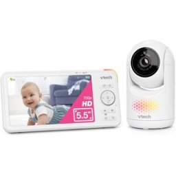 Vtech Vigilabebés video con pantalla de 5,5" HD y cámara orientable. (16 X 22 X 10.2 Cm) Blanco niño