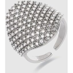Luxenter Anillo ajustable áfrica moda acabado en rodio con circonita brillante. Plata brillante / Transparente