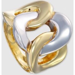 El Corte Inglés Anillo de oro bicolor eslabones . Oro / Plata