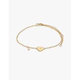 Parfois Pulsera con charm de corazón de plata de ley bañado en oro de 18 k. Dorado