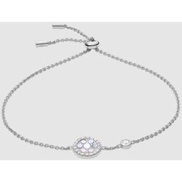 Fossil Pulsera de cadena de mujer de secciones sterling de plata de ley con nácar. Plateado