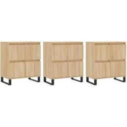 vidaxl Aparadores 3 uds madera contrachapada color roble sonoma