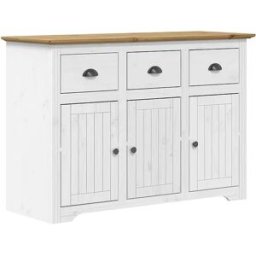 vidaxl Aparador BODO madera maciza pino blanco y marrón 115,5x44x80 cm