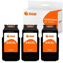PcCom Essential Canon 540XL/541XL Cartucho Tinta Compatible Negro/Tricolor Pack 3