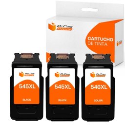 PcCom Essential Canon 545XL/546XL Cartucho Tinta Compatible Negro/Tricolor Pack 3