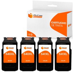 PcCom Essential Canon 540XL/541XL Cartucho Tinta Compatible Negro/Tricolor Pack 4