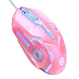 Kinsi G5 Ratón Óptico Gaming RGB 3200DPI 6 Teclas Mecánico Rosa