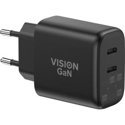 Cargador USB-C Vision 65W 2 Puertos Negro