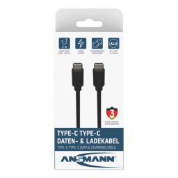 Cable USB Ansmann 1700-0122 2 m USB-C a USB-C 5 Gbit/s Negro