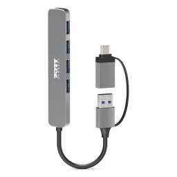 Hub Port Designs 4 puertos 5000 Mbit/s modelo 900161 aluminio plata