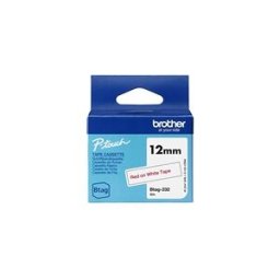 Brother Btag-232 cinta no laminada rojo sobre blanco 12 mm