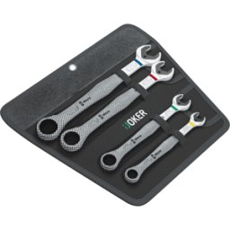 WERA JOK SET 4 - Juego de llave de trinquete anillo boca, SW 10-19, 4 piezas, Jok
