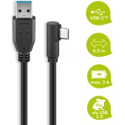 GOOBAY 66500 - Cable USB 3.0 tipo-C > USB-A 3.0 90°, 0,5 m