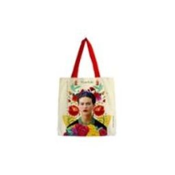Bolsa algodón Frida Kahlo grande - Flores celestes