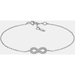 Fossil Pulsera de cadena de mujer infinity de plata de ley. Plateado