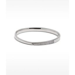 Parfois Pulsera de acero inoxidable rígida con circonitas. Plateado