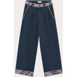 Maison Hotel Pantalón recto Simone de algodón. (XS) Azul oscuro