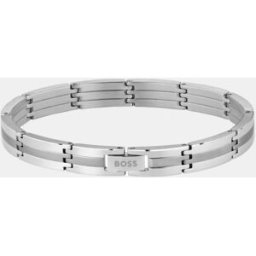 Boss Pulsera de hombre Brooks de acero rayado. Plateado