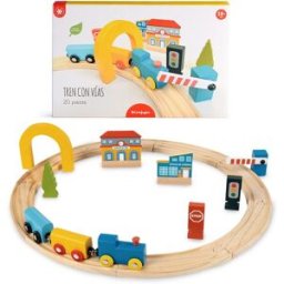 El Corte Inglés Tren con vías de madera .