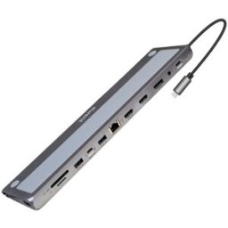 Ewent Docking Station EW1150 USB-C 12-em-1 Gris