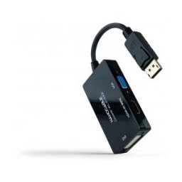 Nanocable Conversor DISPLAYPORT a HDMI/DVI/VGA, 20 cm, Negro