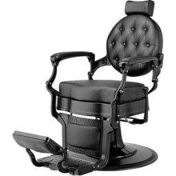 Sillón de barbero Buzz Black: Hidráulico, reclinable y giratorio con acabado negro mate