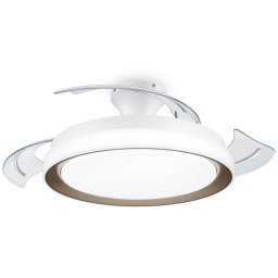 Philips Luz LED y Ventilador de Techo Retráctil Blanco/Dorado con Aspas Transparentes