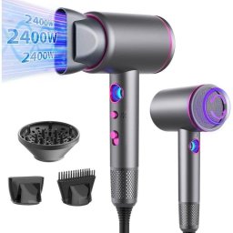 Secador de Pelo Iónico Profesional Dam Electronics 2400W 3 Temperaturas 3 Velocidades con Difusor Gris