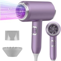 Secador de Pelo Profesional Iónico Dam Electronics 2400W 3 Temperaturas 2 Velocidades con Difusor Morado