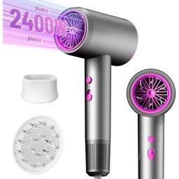 Secador de Pelo Iónico Dam Electronics 2400W 2 Temperaturas 3 Velocidades con Difusor Gris