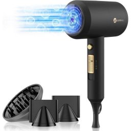 Secador de Pelo Iónico Profesional Dam Electronics 1800W 2 Temperaturas 2 Velocidades Aire Frío Negro