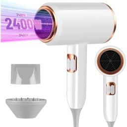 Secador de Pelo Profesional Iónico Dam Electronics 2400W 3 Temperaturas 2 Velocidades con Difusor Blanco