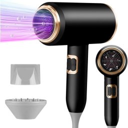 Secador de Pelo Profesional Iónico Dam Electronics 2400W 3 Temperaturas 2 Velocidades con Difusor Negro
