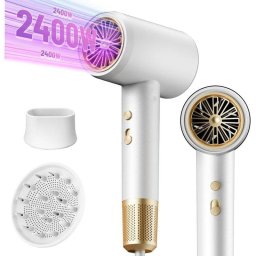 Secador de Pelo Iónico Dam Electronics 2400W 3 Temperaturas 3 Velocidades con Difusor Blanco