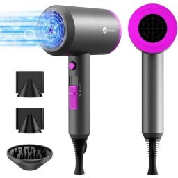 Secador de Pelo Iónico Profesional Dam Electronics 2400W 2 Temperaturas 3 Velocidades con Difusor Gris