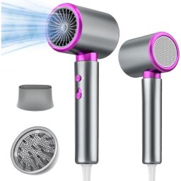 Secador de pelo profesional iónico Dam Electronics 2400W 2 Velocidades 3 Temperaturas con difusor gris compacto