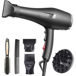 Secador de Pelo Iónico Profesional Dam Electronics 3 Temperaturas 2 Velocidades con Accesorios Negro