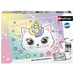 Puzzle Infantil Nathan Gatito Arcoíris Pastel 100 Piezas