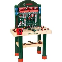 Mesa de trabajo infantil Theo Klein Bosch Work-Shop con 82 accesorios