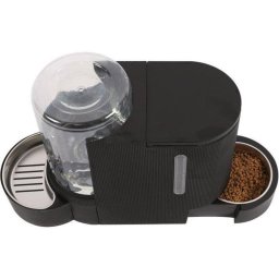Dispensador de Comida y Agua M PETS Duplo 1,3 Kg/3 L Negro