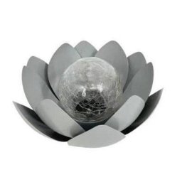 Lámpara Solar Decorativa Galix Nenúfar 25 cm Metal Gris LED Blanco IP44