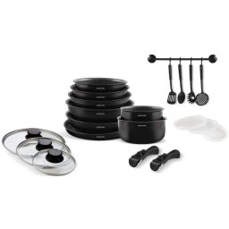 Juego utensilicios cocina Arthur Martin AM558 20 piezas aluminio negro mate