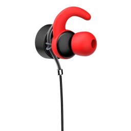 Auriculares HP DHE-7004 con cable Jack 3,5 mm para música y llamadas, micrófono, negro y rojo