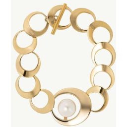Majorica Pulsera perla dorada petra. Plateado