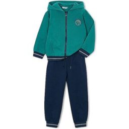 Mayoral Conjunto de 2 piezas para niño: Sudadera con cremallera y pantalón de chándal verde oscuro 116