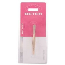 Beter Pinza de depilar punta recta dorada 7,5 cm