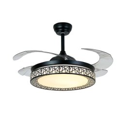 Bel Air Nido Ventilador de Techo con Luz y Mando a Distancia 72W 108cm Aspas Retráctiles Negro